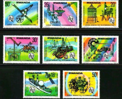 Rwanda 1977 World Telecommunication Day Telecommunications Development Achievements Satellite Ship Radar，8v  MNH - Neufs