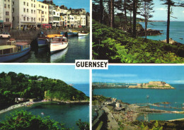 GUERNSEY, MULTIPLE VIEWS, PORT, BOATS, ARCHITECTURE, CAR, BUS, BEACH, COAST, CASTLE, UNITED KINGDOM - Guernsey