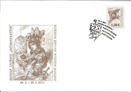 Envelope/cover COB 110 Slovakia Rudolf Ciganik Retrospektiva Exhibition 2011 Mouse Cheese Cancel - Gravures