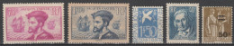 1934 - ANNEE COMPLETE YVERT N° 294/298 * MLH CHARNIERE TRES LEGERE - COTE = 150 EUR. - - ....-1939