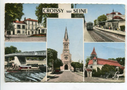 78 CROISSY Sur SEINE Multivues TRain Gare Voyageurs Bateau Vapeur Eglise écrite En 1953   D02 2020  - Croissy-sur-Seine