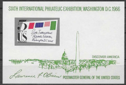 USA, Yvert BF 10, Mi BL 11, **, Exposition Philatélique Washington D.C. 1966 - Blocs-feuillets