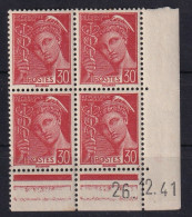 FRANCE 1941  - Coin Daté - MNH - YT 412 - 1940-1949