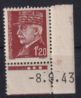 FRANCE 1943  - Coin Daté - MNH - YT 515 - 1940-1949