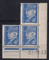 FRANCE 1943  - Coin Daté - MNH - YT 521A - 1940-1949