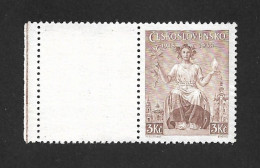 Czechoslovakia 1938 MNH ** Mi 405 Zf L Sc 254 Alegory Of The Republic With Coupon. Tschechoslowakei C1 - Nuevos