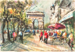 ARTS - Peintures Et Tableaux - L'arc De Triomphe Et Les Champs Elysées - M.Girard - Carte Postale Ancienne - Peintures & Tableaux