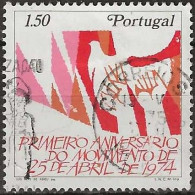 PORTUGAL 1975 1st Anniv Of Portuguese Revolution - 1e50 Hands And Dove Of Peace FU - Gebruikt