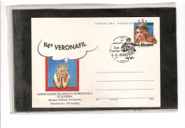 TEM19569  -  CART.POSTALI   "  5.5.2000 - 94°  VERONAFIL " - CAT.FILAGRANO C.68/5  - Ganzsachen