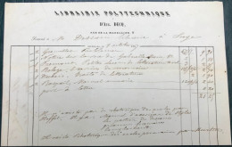 1847 Document Facture Auguste Decq Librairie Polytechnique à Bruxelles - 1800 – 1899