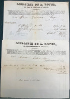 1842 Deux Document Facture Librairie De A Royer Place Du Palais Royal à Bruxelles - 1800 – 1899