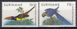 Suriname 1991 (MNH) (MI 1356-1357) - Green Aracari (Pteroglossus Viridis), Blue-and-yellow Macaw (Ara Ararauna) - Collections, Lots & Series