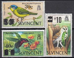 St Vincent 1973 (MNH) (Mi 343-345) - Antillean Euphonia, Purple-throated Carib, Western Barn Owl - Collections, Lots & Séries