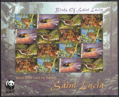 St Lucia 2001(MNH) (Mi 1142-1145) - White-breasted Thrasher, St. Lucia Black Finch (Sheet With 4 Sets) - Collections, Lots & Séries