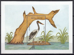 Sierra Leone 1988 (MNH) (Mi BL79) - Saddle-billed Stork (Ephippiorhynchus Senegalensis) - Collections, Lots & Séries