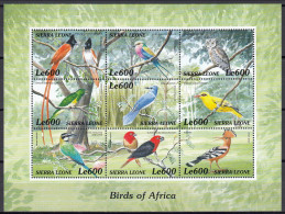 Sierra Leone 1999 (MNH) (Mi 3327-3335KB) - African Paradise Flycatcher..........Eurasian Hoopoe - Collections, Lots & Series
