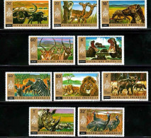 Rwanda 1972 Akara National Park Wildlife Lion Zebra Rhinoceros，10v MNH - Neufs