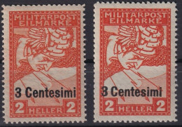 AUSTRIAN OCCUPATION OF ITALY 1918 - MNH - 24a, 24x - Eilpostmarken - Neufs