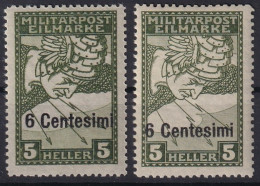 AUSTRIAN OCCUPATION OF ITALY 1918 - Canceled - 25a, 25x - Eilpostmarken - Unused Stamps