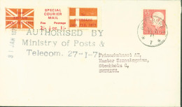 Suède Grève Postale YT Gustave VI N°568A CAD Goteborg 12 2 1971 Vignette Special Courier Mail From Britain To Overseas - Lettres & Documents