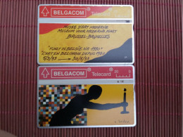 Set 2 Cards Art Belgium Used Rare - Zonder Chip
