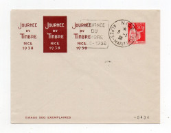 !!! ENTIER POSTAL 50C PAIX AVEC REPIQUAGE JOURNEE DU TIMBRE DE NICE DE 1938 - Enveloppes Repiquages (avant 1995)