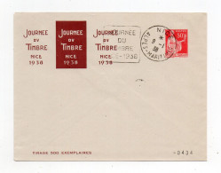 !!! ENTIER POSTAL 50C PAIX AVEC REPIQUAGE JOURNEE DU TIMBRE DE NICE DE 1938 - Bigewerkte Envelop  (voor 1995)