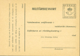 Suède Militärbrevkort Sverige Fältpost Avgiftsfritt Franchise Militaire Pré Remplie - Militari