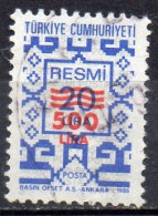 TURQUIE N° Serv 184 O Y&T 1989 500l Sur 20l Bleu Gris (n°178) - Timbres De Service