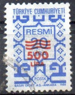 TURQUIE N° Serv 184 O Y&T 1989 500l Sur 20l Bleu Gris (n°178) - Sellos De Servicio