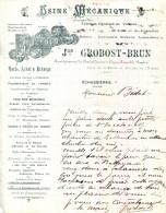 FACTURE.03.ALLIER.ECHASSIERES.FABRIQUE DE VOITURES DE LUXE.GARAGE.J.GROBOST-BRUN PLACE DE LA MAIRIE . - Automovilismo