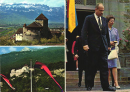 VADUZ CASTLE, MULTIPLE VIEWS, FLAGS, ARCHITECTURE, PRINCE FRANZ JOSEF AND GINA VON LIECHTENSTEIN, LIECHTENSTEIN - Liechtenstein