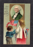 Ellen Clapsaddle(uns) - Wash Birthday, "Three Cheers For G.W.",Children 1911  - Antique Postcard - Clapsaddle