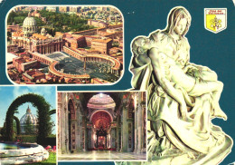 MULTIPLE VIEWS, BASILICA, ARCHITECTURE, GARDEN, FOUNTAIN, STATUE, LA PIETA DI MICHELANGELO, SCULPTURE, EMBLEM, VATICAN - Vatican