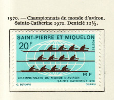 Saint Pierre & Miquelon 1970 Y&T N°405 - Michel N°459 * - 20f Aviron - Nuevos