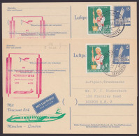 P41a,2 Karten Mit Versch. Zudrucken, Erstflug Nach London, Pass. Stempel, Zusatzfrankatur - Cartoline - Usati