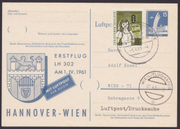 P41a, Zudruck "Erstflug Hannover-Wien", Zusatzfr., Ankunft - Cartes Postales - Oblitérées
