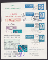 PP28 C1/01+/02, 31C1/02+/03, "Raketenflug" 1962, 4 Versch. Karten, Alle Mit Zugehöriger Raketenflugvignette, Pass. SSt. - Cartes Postales Privées - Oblitérées