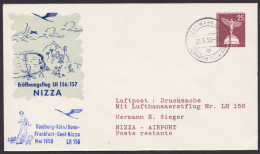 PU19, B1/07b, "Eröffnungsflug Nach Nizza", 1959, Ankunft - Sobres Privados - Usados