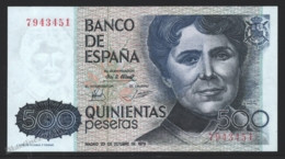 Banknote Spain - 500 Pesetas – October 1979 – Rosalia De Castro, Writer - Condition VF - Pick 157 - [ 4] 1975-… : Juan Carlos I