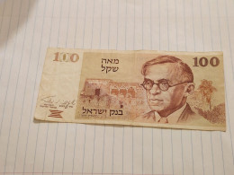 Israel-100 SHEQEL-ZEV ZABOTINSKY-(1978-79)-(BLACK-NUMBER)-(437)-(4601244474)-stain Used-bank Note - Israël