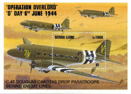 SIERRA ELONE 2eme Guerre Mondiale. Anniversaire Libération.D-Day Overlord Douglas DC-3 (DC 3) Yvert BF 244 ** MNH - Guerre Mondiale (Seconde)