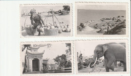 Anciennes Photos  Chargement De Sable Sur Barques ,éléphant ,temple , Vendeur - Singapour