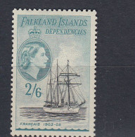 Falkland Islands Dependencies 1953 QE II Ships 2/6 Value * Mh (= Mint, Hinged) (TF183) - Georgias Del Sur (Islas)