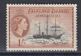 Falkland Islands Dependencies 1953 QE II Ships 1/- Value * Mh (= Mint, Hinged) (TF183B) - Georgias Del Sur (Islas)