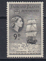 Falkland Islands Dependencies 1953 QE II Ships 9d Value * Mh (= Mint, Hinged) (TF183c) - South Georgia