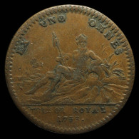 France, Louis XV, TRESOR ROYAL - EX UNO OMNES, 1733, Cuivre (Copper), TTB+ (EF), Feu#2037 - Royal / Of Nobility