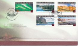 Canada FDC 1-6-2002 Tourist Attractions Northern Lights, Stanley Park, Buffalo Jump, Saguenay Fjord, Peggys Cove 5x1.25$ - 2001-2010