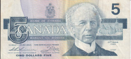 BILLETE DE CANADA DE 5 DOLLARS DEL AÑO 1986 EN CALIDAD MBC (VF) (BANKNOTE) - Canada