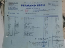 Luxembourg Facture, Bonbons Fernand Esch 1952 - Lussemburgo